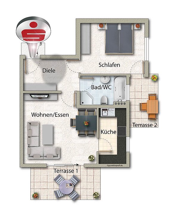 Unverbindliche Grundrissillustration