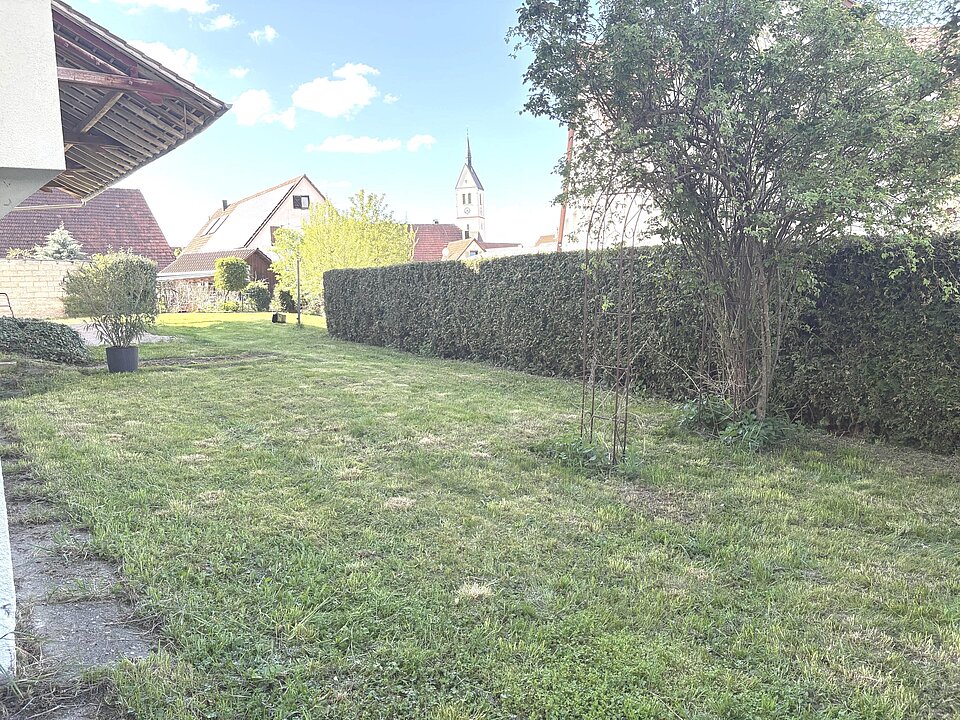 Rasenfläche hinter dem Haus