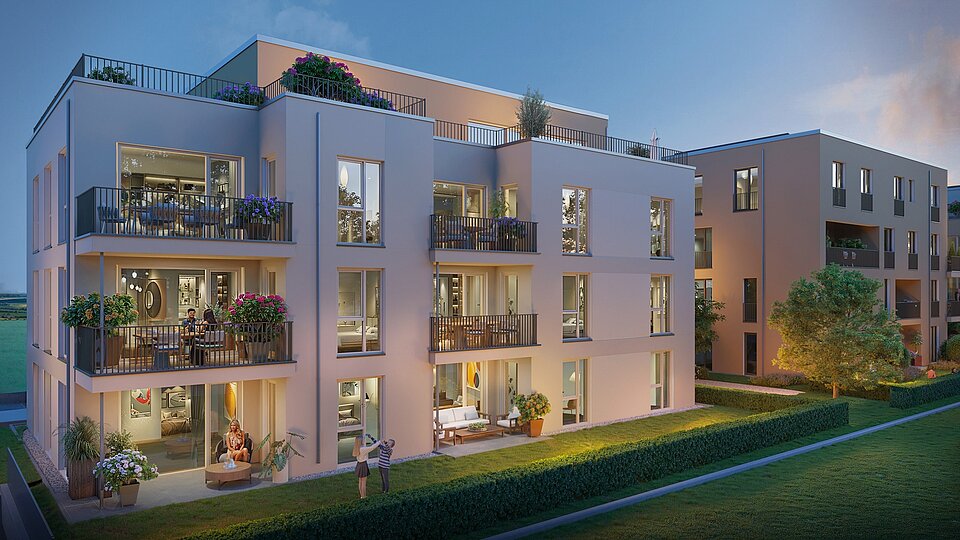 Visualisierung Ansicht Abend Haus 1