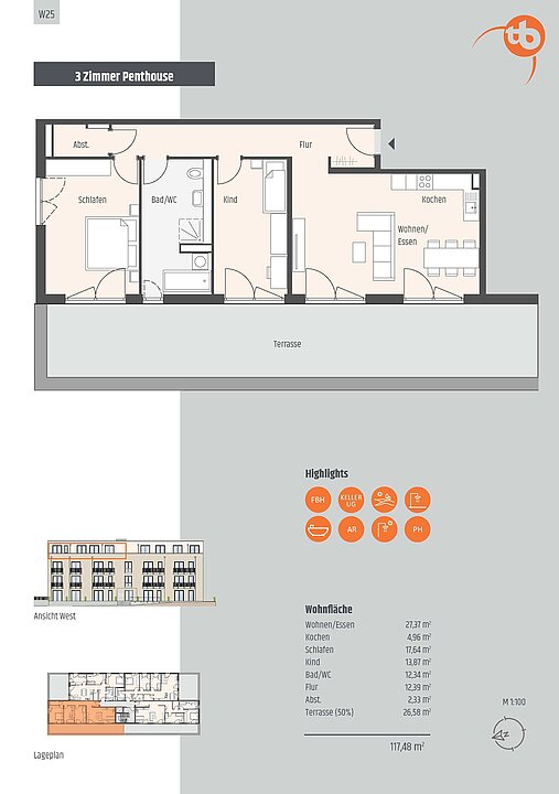 ETW 25 Grundriss u Wohnfläche